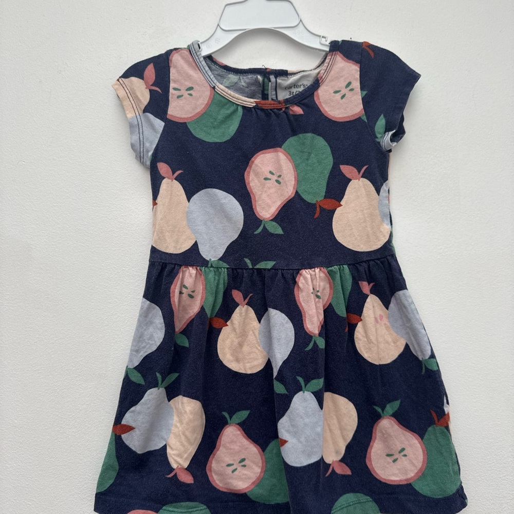 Carter’s Navy Blue Kids Dress with Pear Print